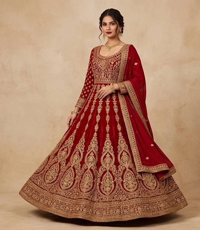 Ivory Embroidered Anarkali Gown